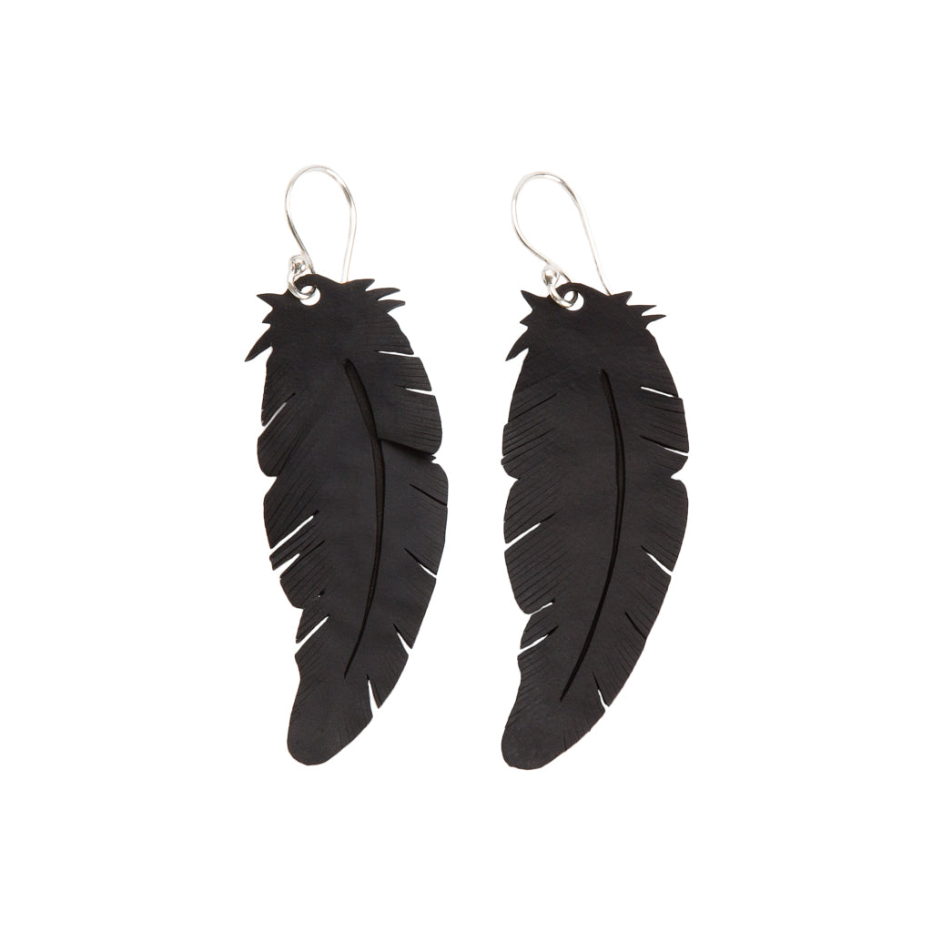 Angel Rubber Feather Earrings by Paguro Upcycle