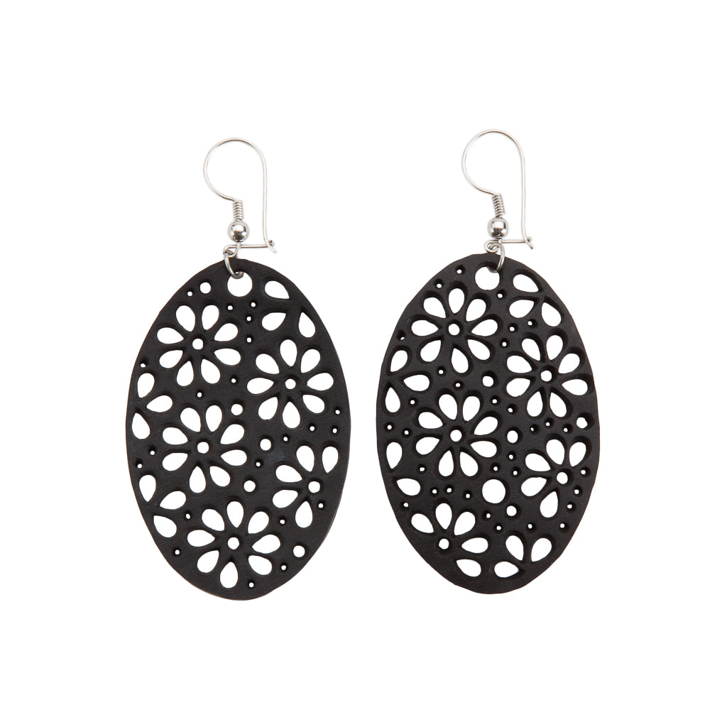Seraphine (II) Recycled Rubber Oval Earrings by Paguro Upcycle
